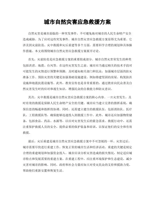 城市自然灾害应急救援方案