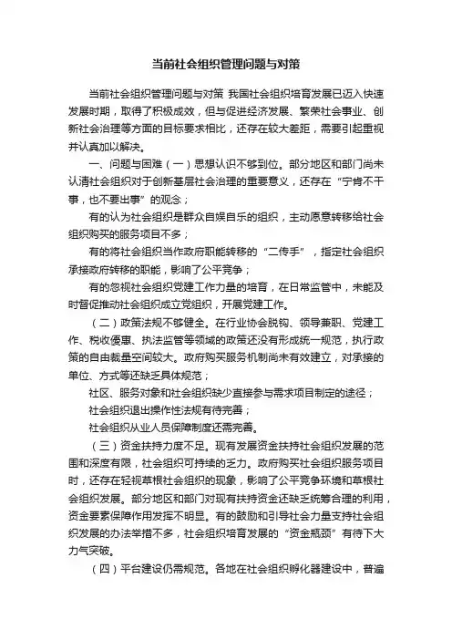 当前社会组织管理问题与对策