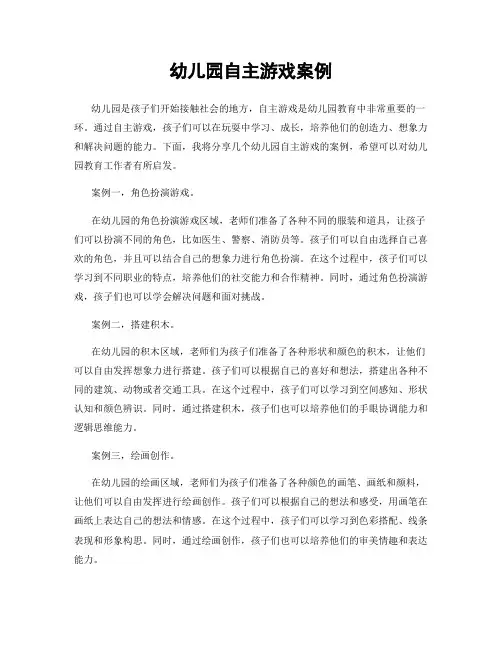 幼儿园自主游戏案例