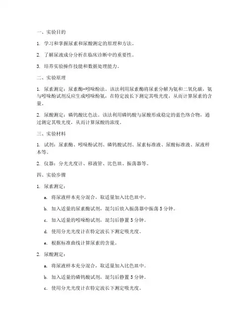 尿素尿酸测定实验报告