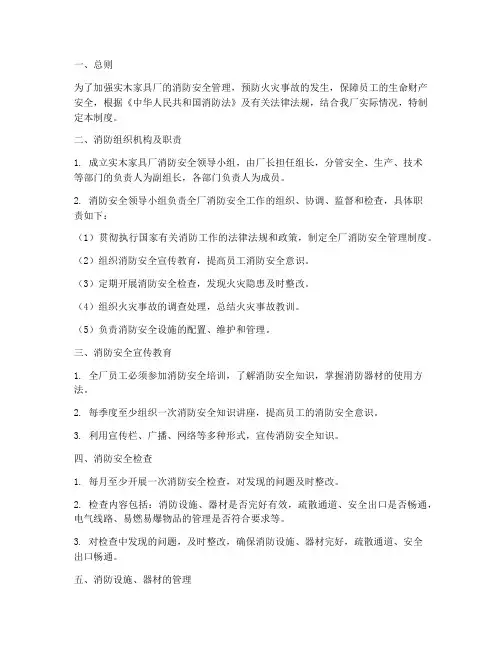 实木家具厂消防安全制度