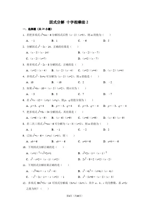 因式分解 十字相乘法2