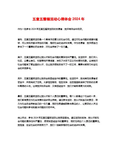 五查五整顿活动心得体会年