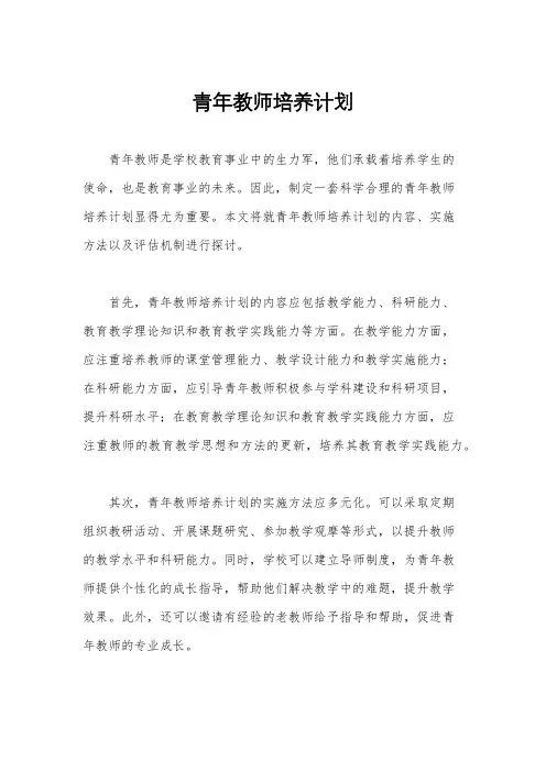 青年教师培养计划