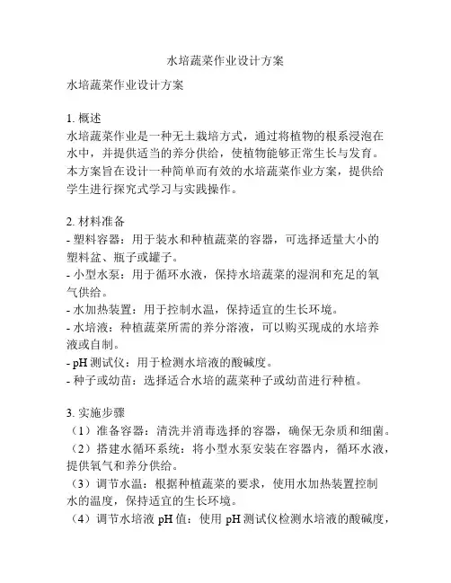 水培蔬菜作业设计方案