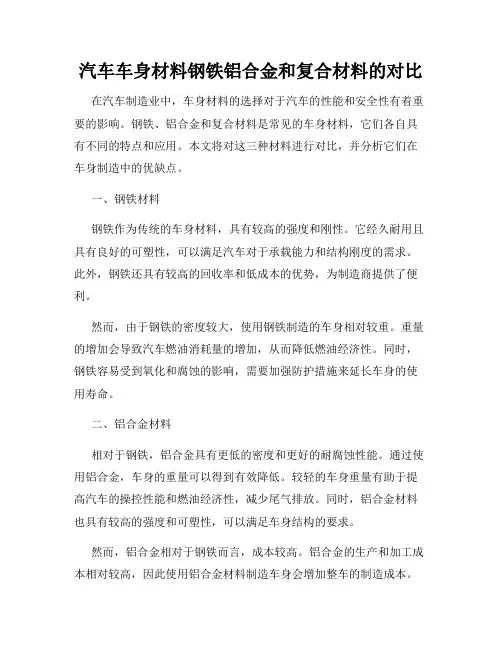 汽车车身材料钢铁铝合金和复合材料的对比