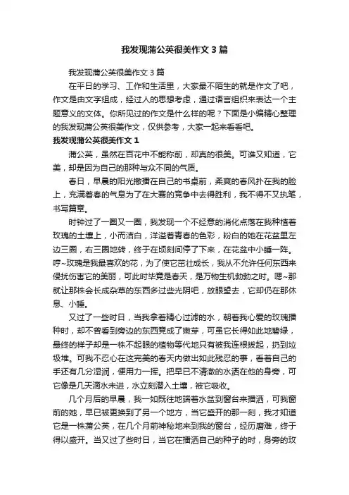 我发现蒲公英很美作文3篇
