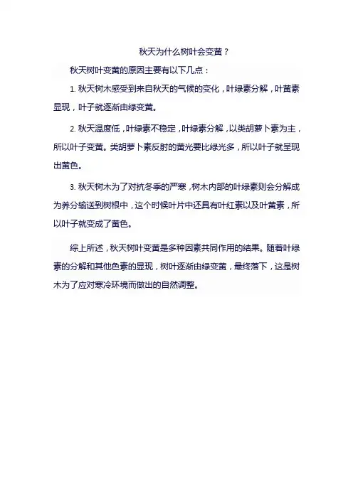 秋天为什么树叶会变黄？