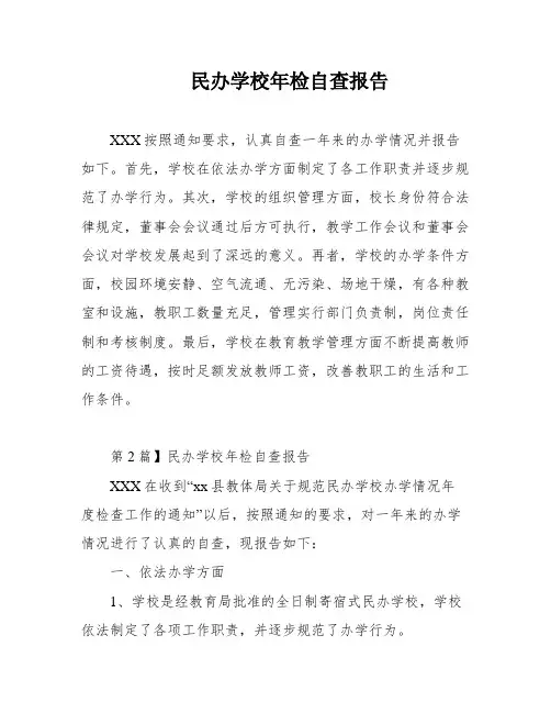 民办学校年检自查报告