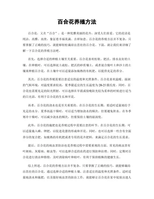 百合花养殖方法