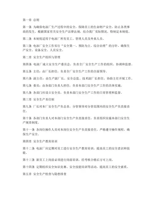 电泳厂安全管理制度范本