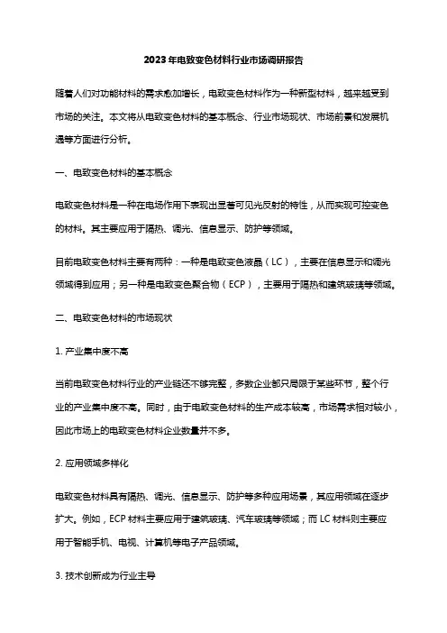 2023年电致变色材料行业市场调研报告