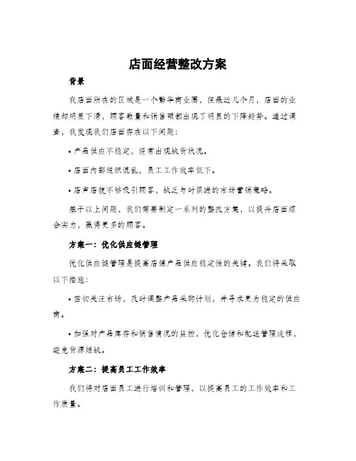 店面经营整改方案