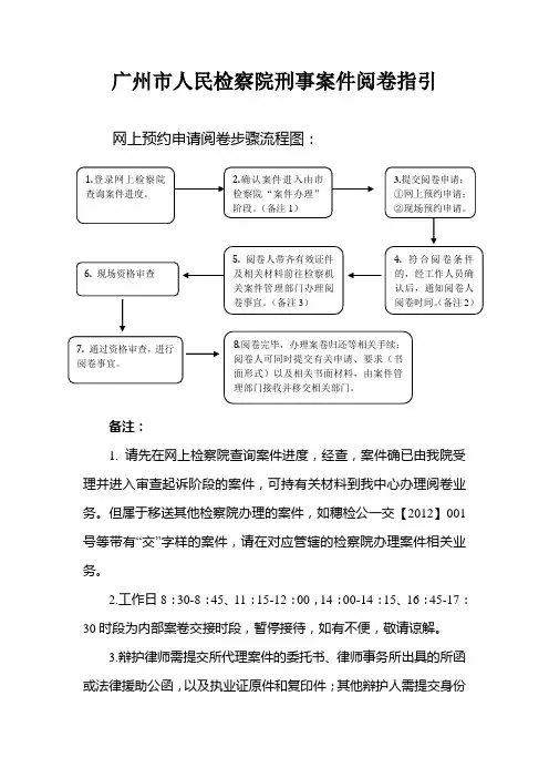 广州市人民检察院刑事案件阅卷指引