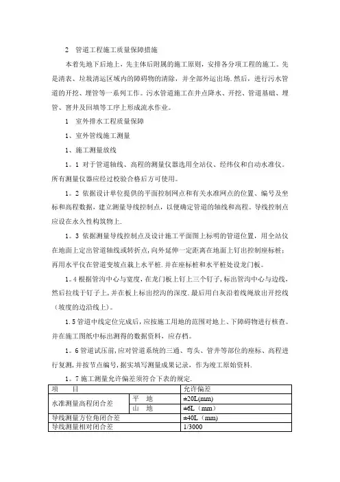 管道质量保证措施