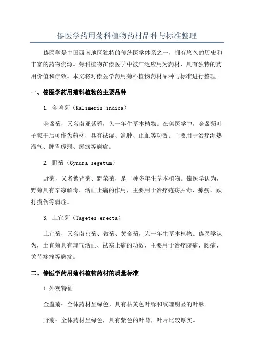 傣医学药用菊科植物药材品种与标准整理