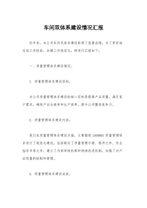 车间双体系建设情况汇报