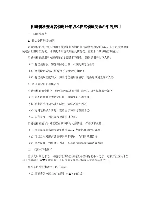 阴道镜检查与宫颈电环锥切术在宫颈病变诊治中的应用