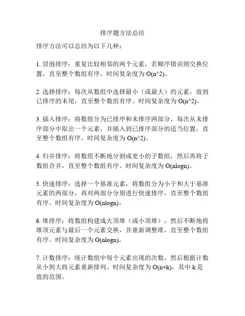 排序题方法总结