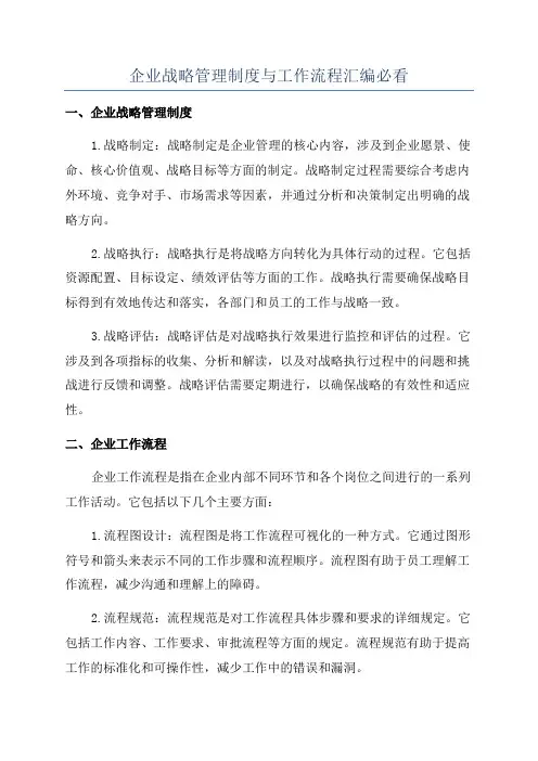 企业战略管理制度与工作流程汇编必看