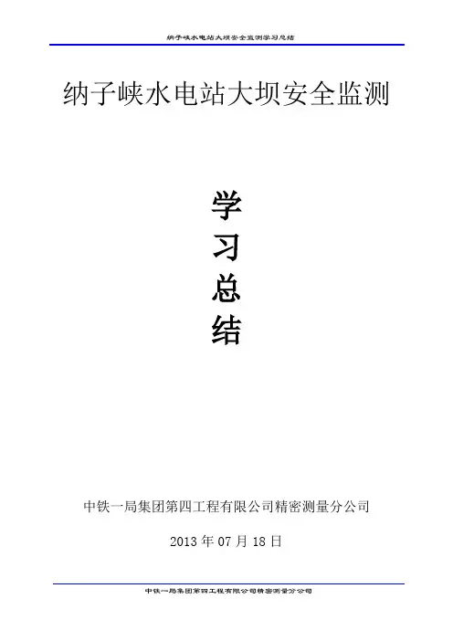 纳子峡水电站大坝安全监测学习总结