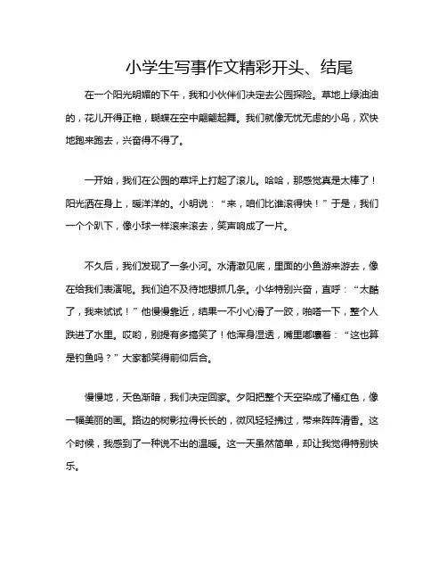 小学生写事作文精彩开头、结尾