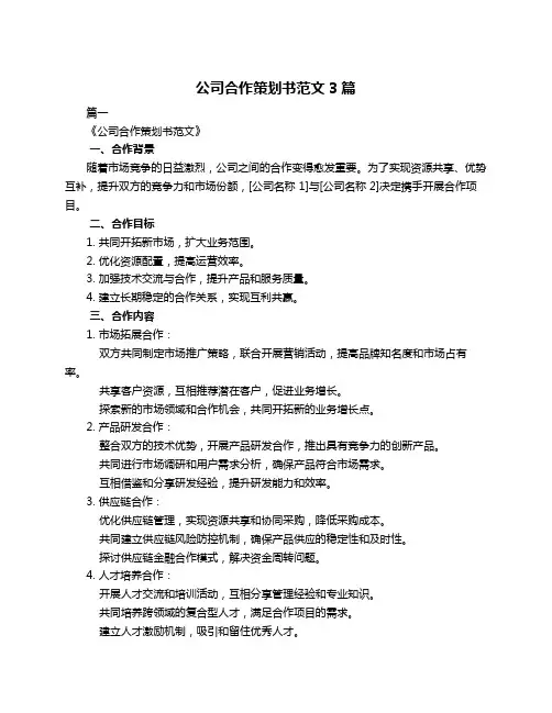 公司合作策划书范文3篇