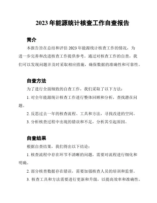 2023年能源统计核查工作自查报告