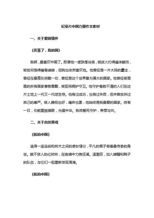 纪录片中国力量作文素材