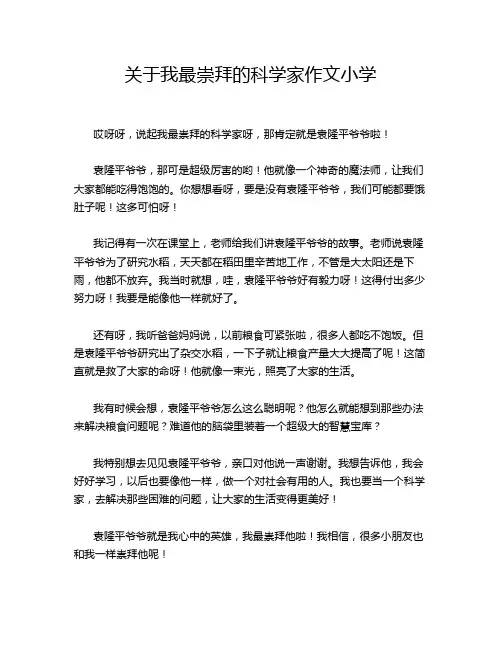 关于我最崇拜的科学家作文小学