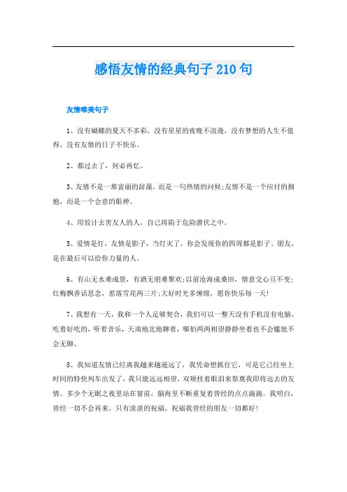 感悟友情的经典句子210句