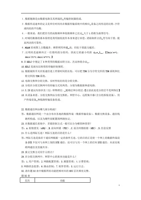 数据通信原理t复习资料