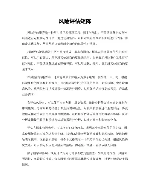 风险评估矩阵