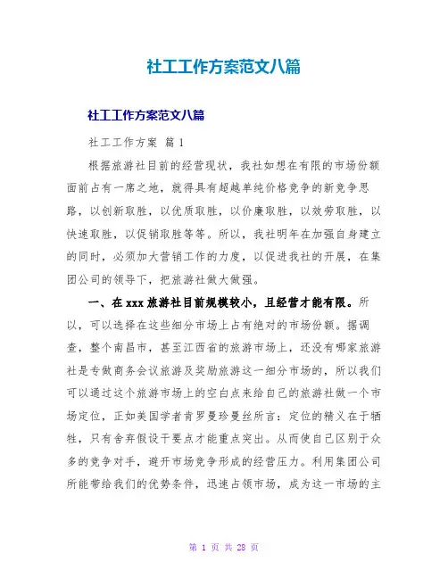 社工工作计划范文八篇