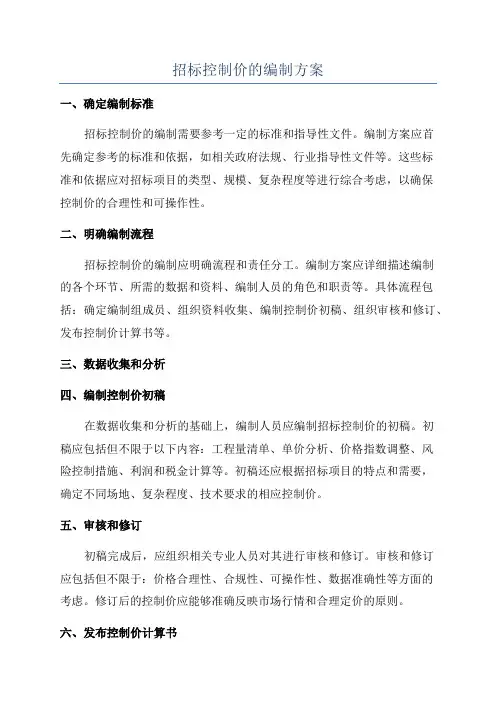 招标控制价的编制方案