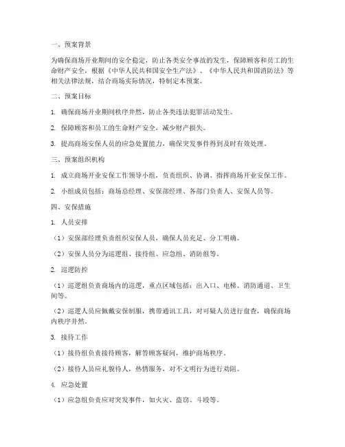 商场开业安保工作预案