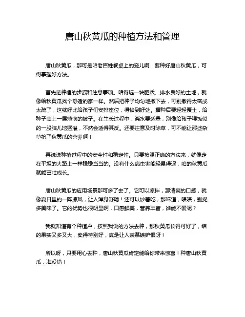 唐山秋黄瓜的种植方法和管理