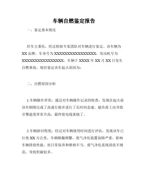 车辆自燃鉴定报告