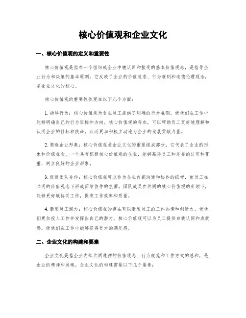 核心价值观和企业文化
