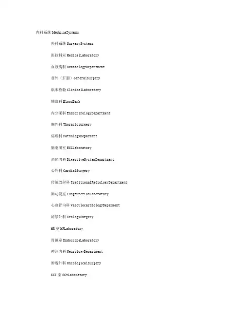 医疗行业常用词汇