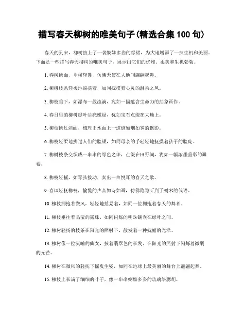 描写春天柳树的唯美句子(精选合集100句)
