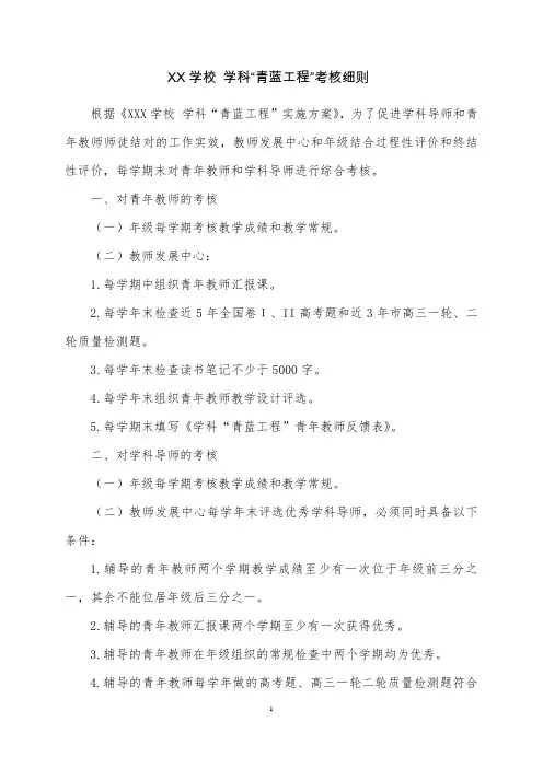 “青蓝工程”考核细则模板