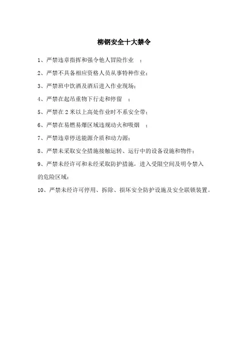 柳钢安全十大禁令