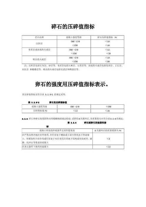 碎石与卵石的压碎值指标