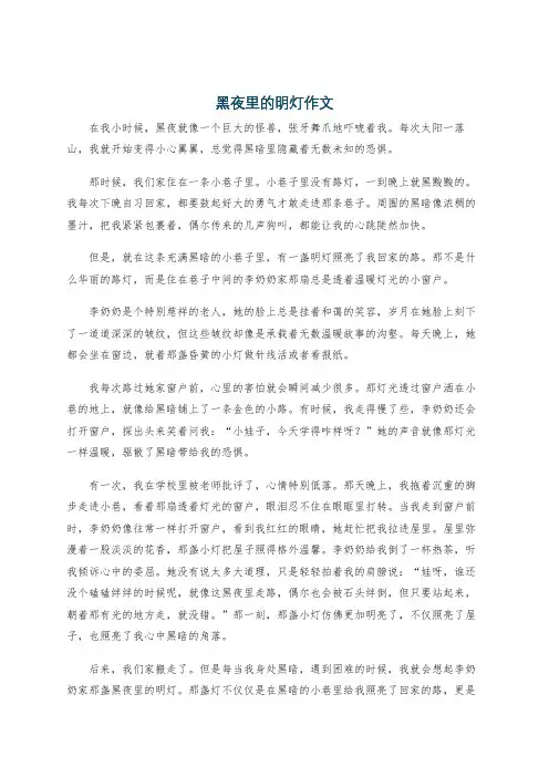 黑夜里的明灯作文