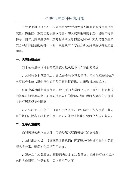 公共卫生事件应急预案
