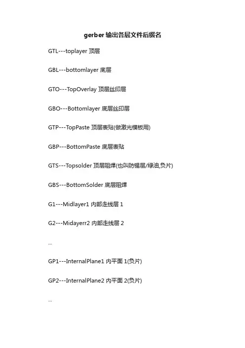gerber输出各层文件后缀名
