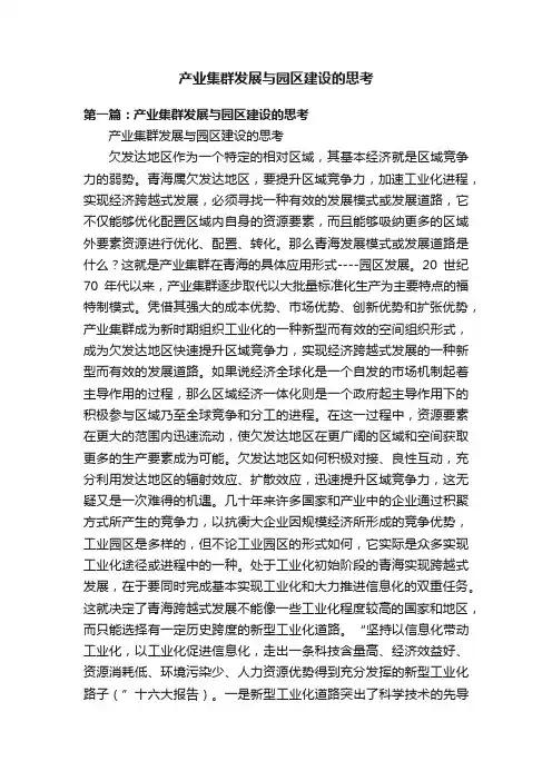 产业集群发展与园区建设的思考