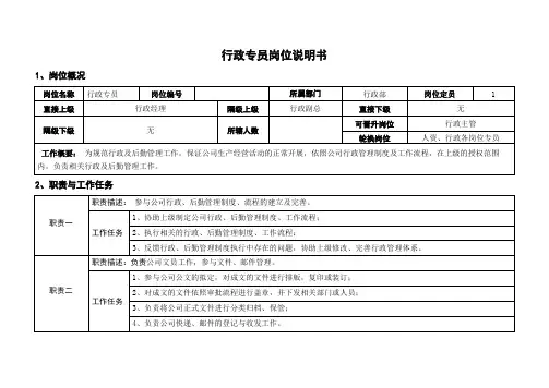 岗位说明书(行政专员)