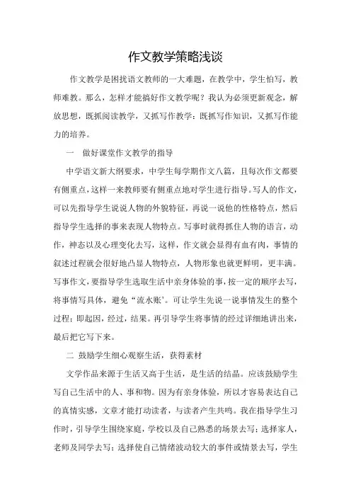作文教学策略浅谈